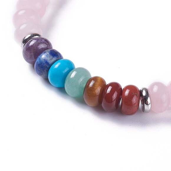 NWOT Natural Rose Quarts and mixed gemstone cord adjustable bracelet 2/$20 - Picture 2 of 3